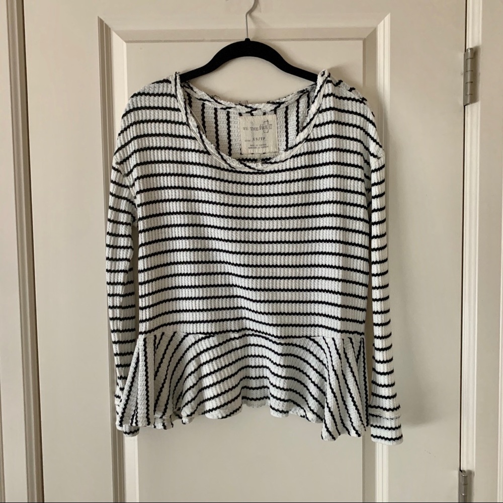 Free People We The Free Striped Peplum Tee